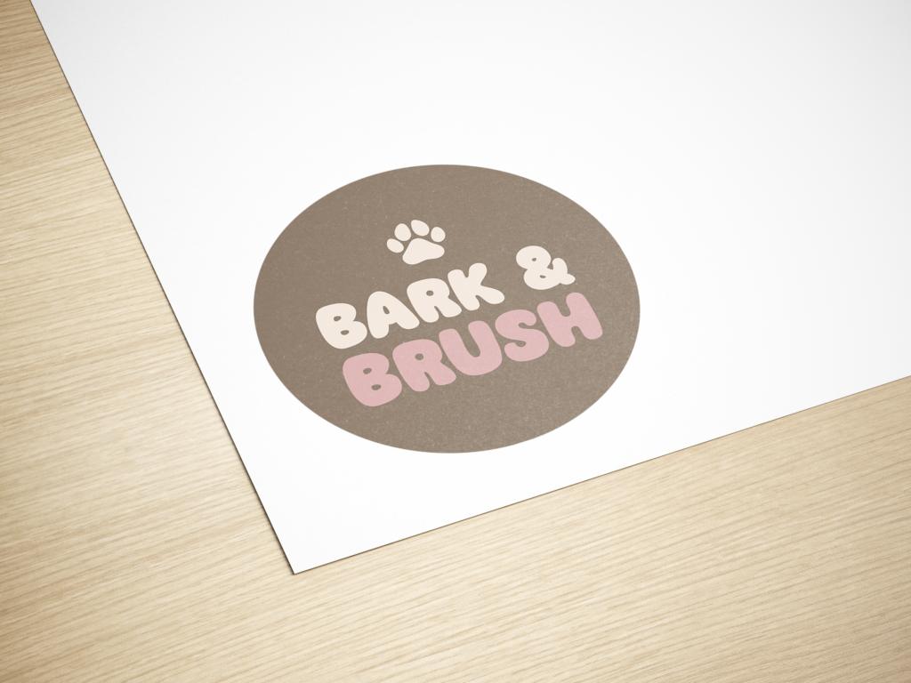 Bark & Brush Dog Grooming Logo Design Mockup