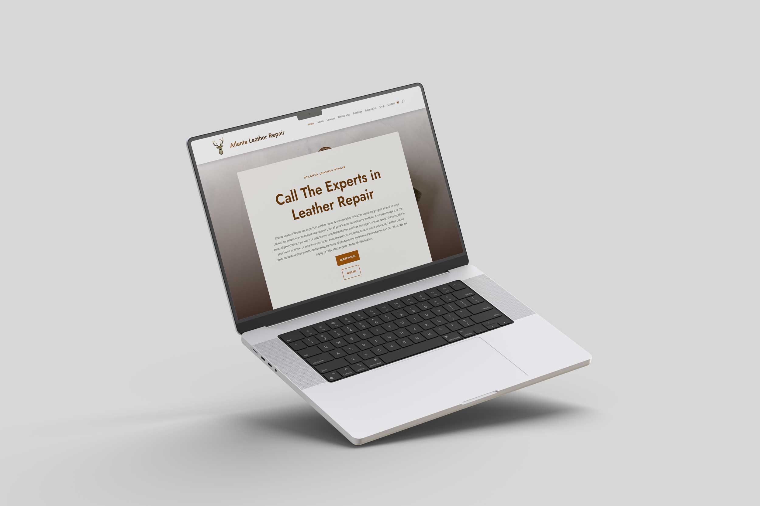 Atlanta Leather Repair Laptop Website Mockup