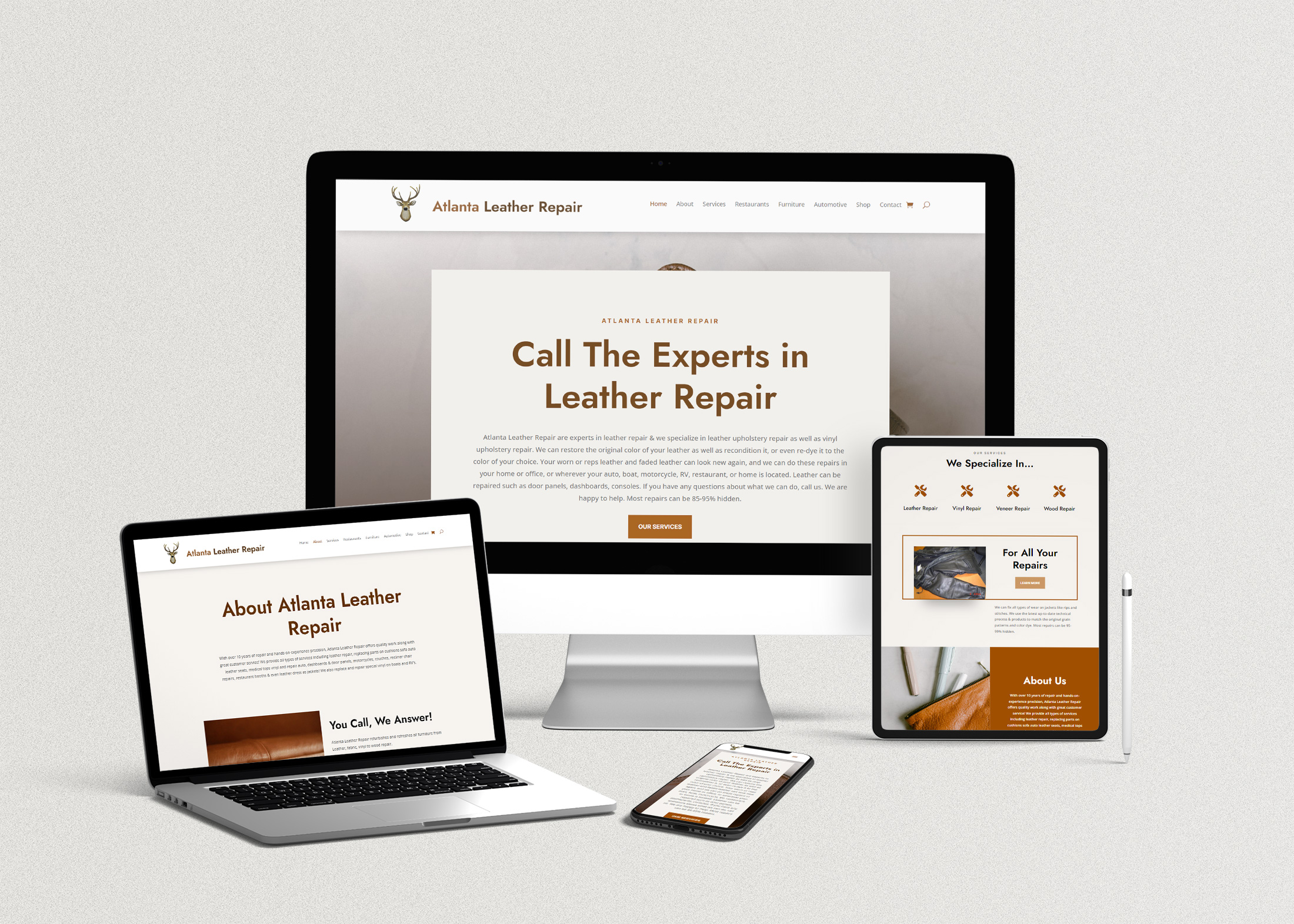 Atlanta Leather Repair Website Design Mockup