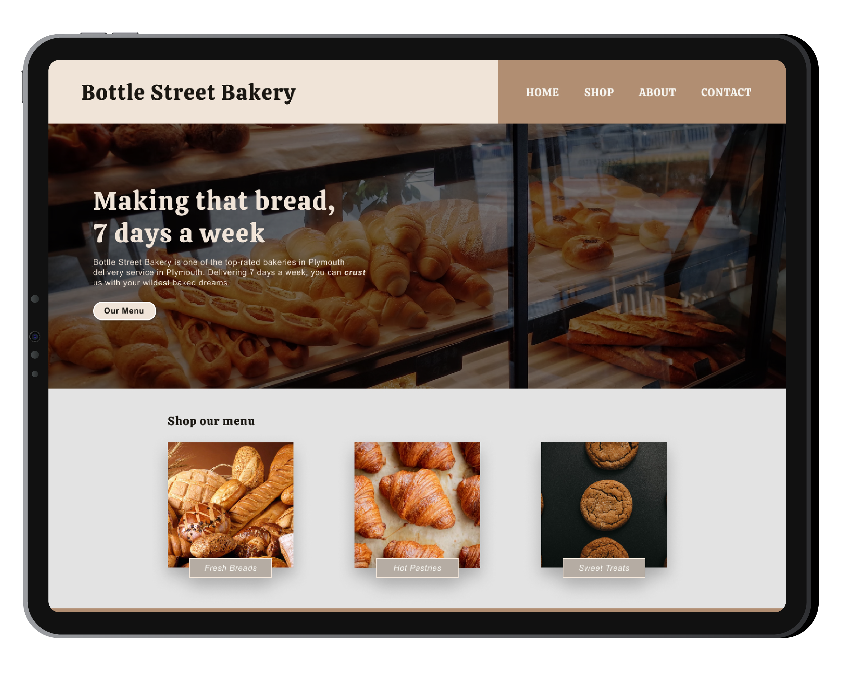 Bakery iPad Website Mockup