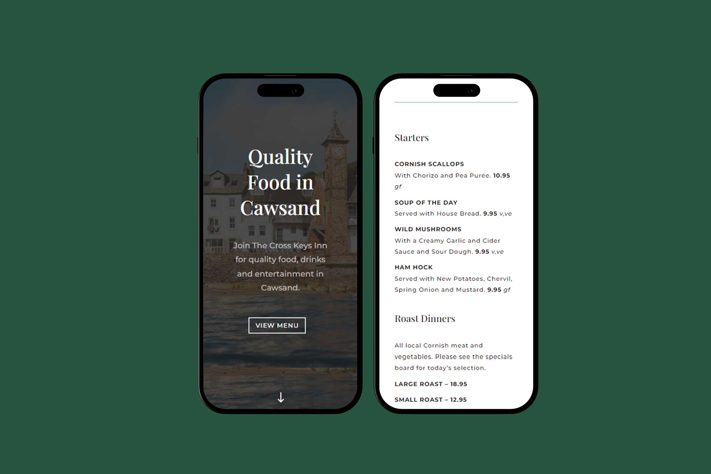 Cross Keys Mobile Website Mockup