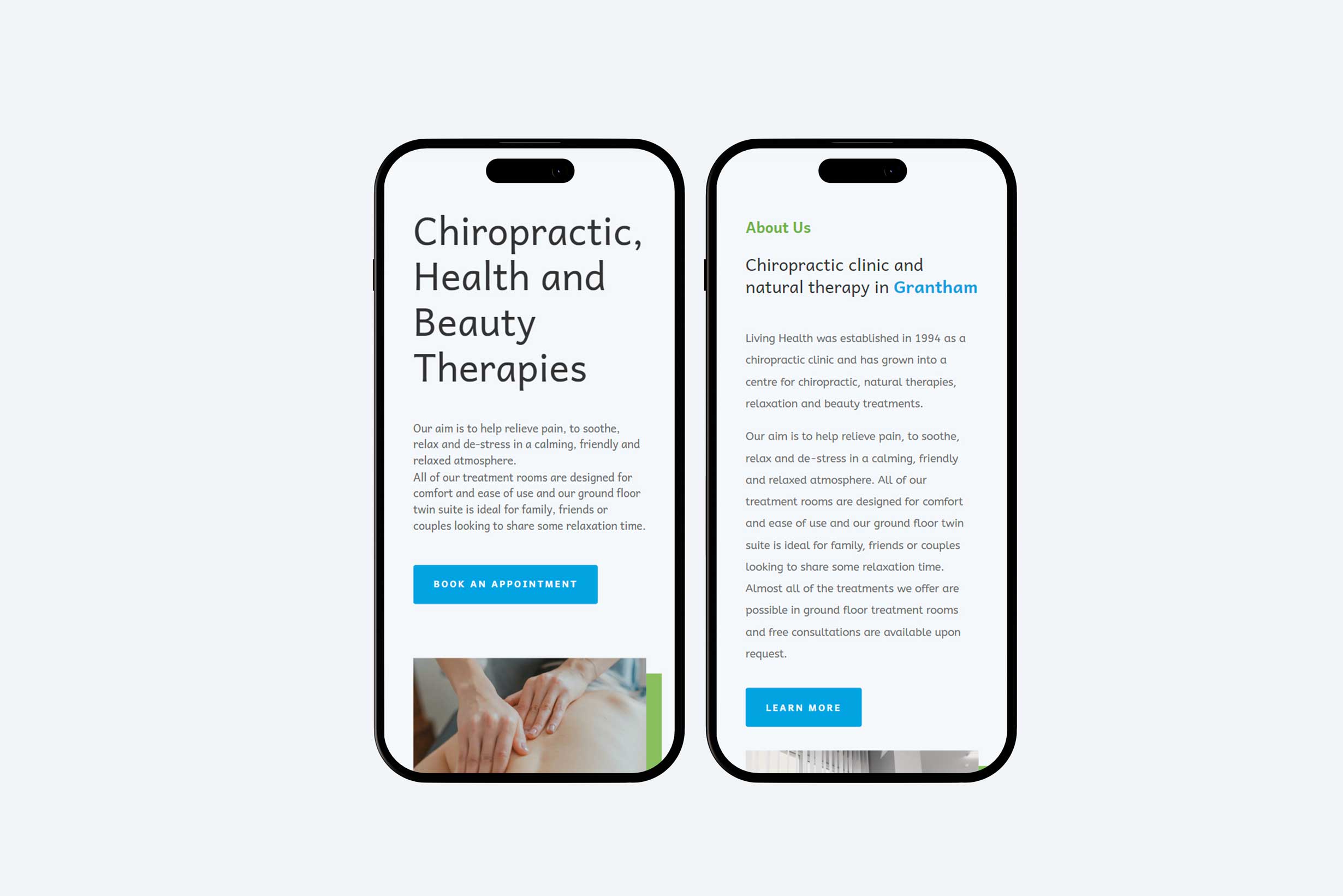 Living Health Mobile Website Mockup