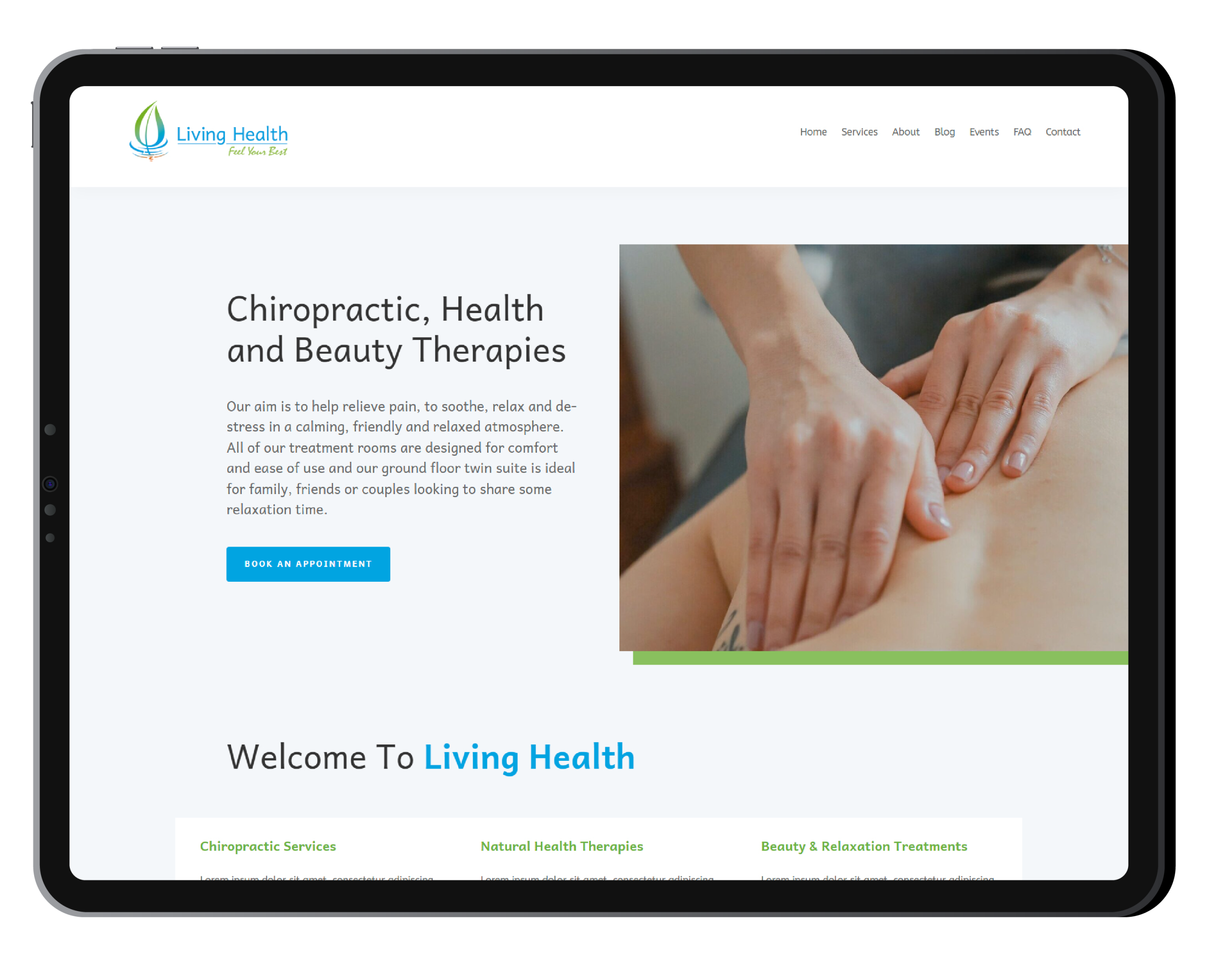 Living Health iPad Website Mockup