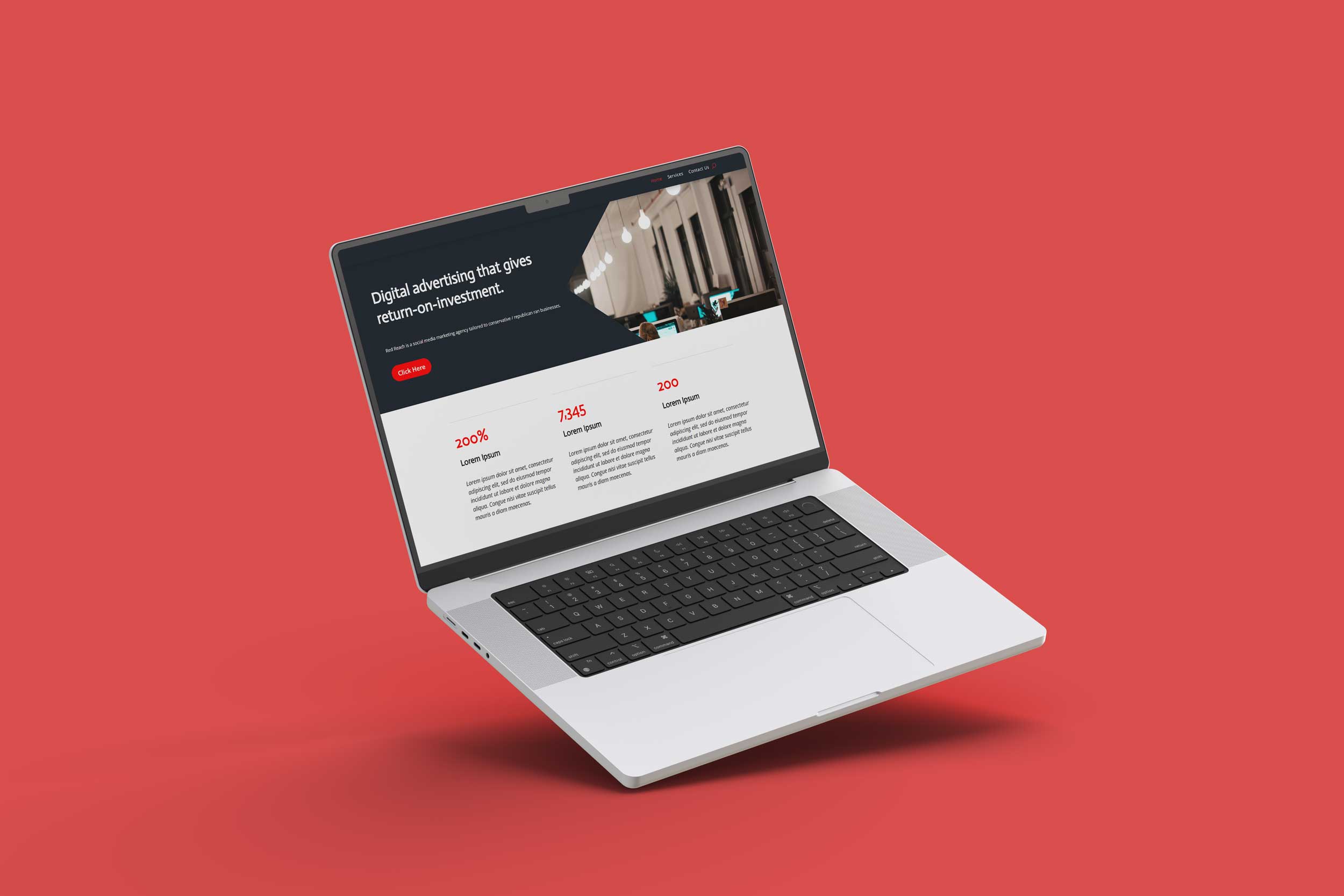 RedReach Laptop Website Mockup