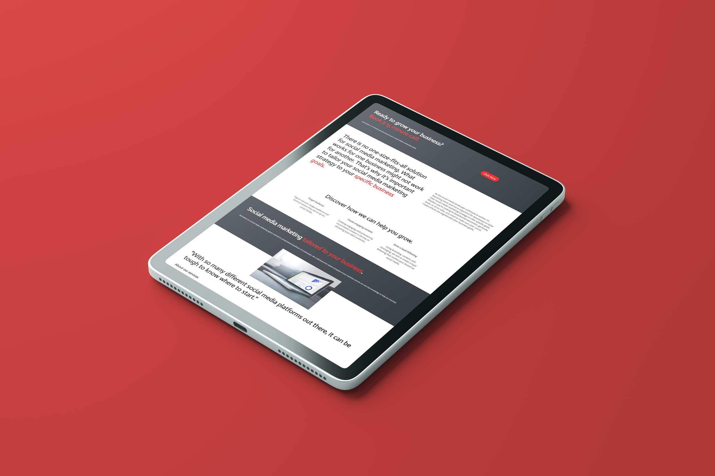 RedReach iPad Website Mockup 2