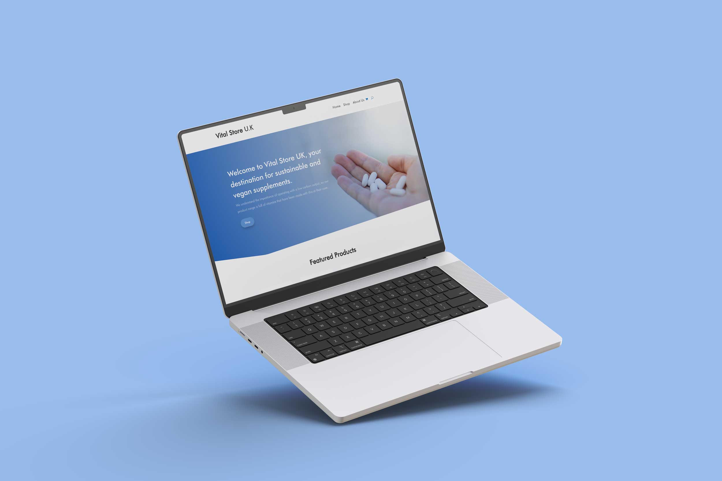 Vital Store UK Laptop Website Mockup