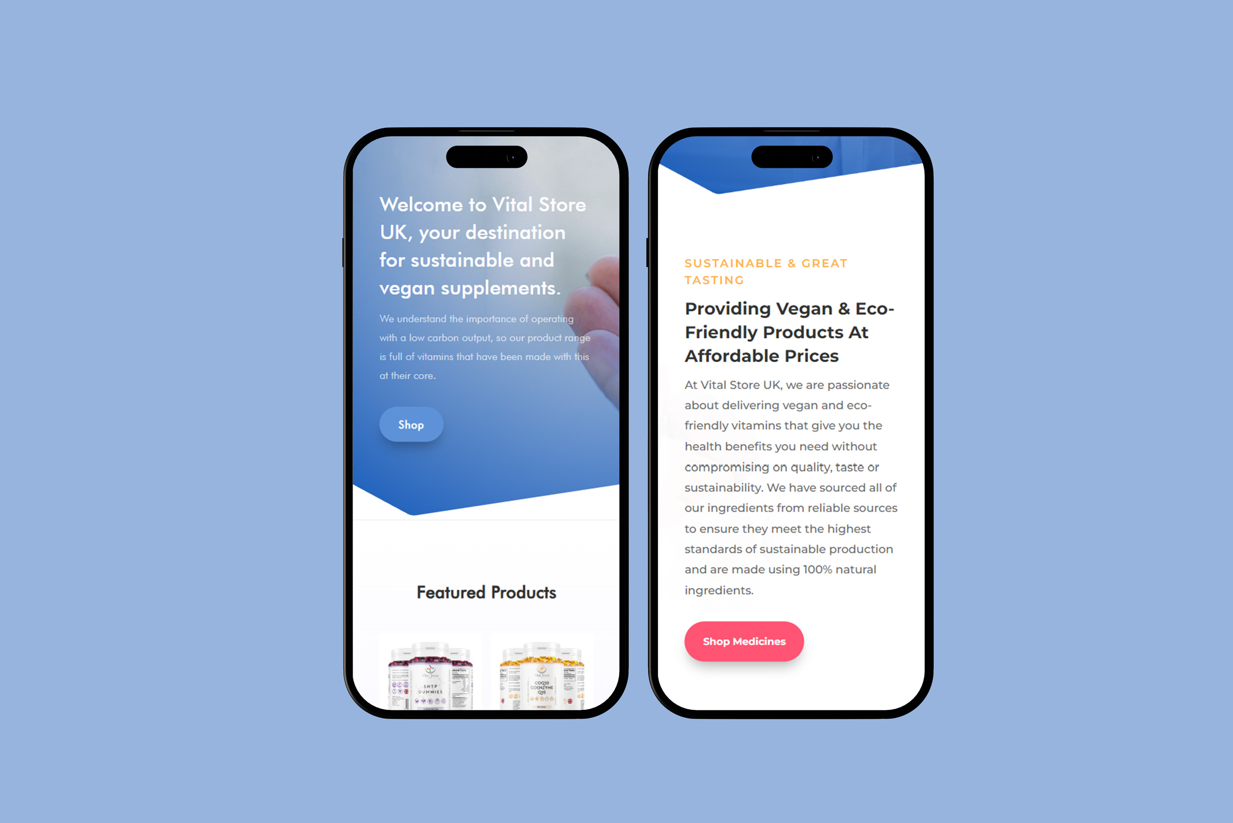 Vital Store UK Mobile Website Mockup