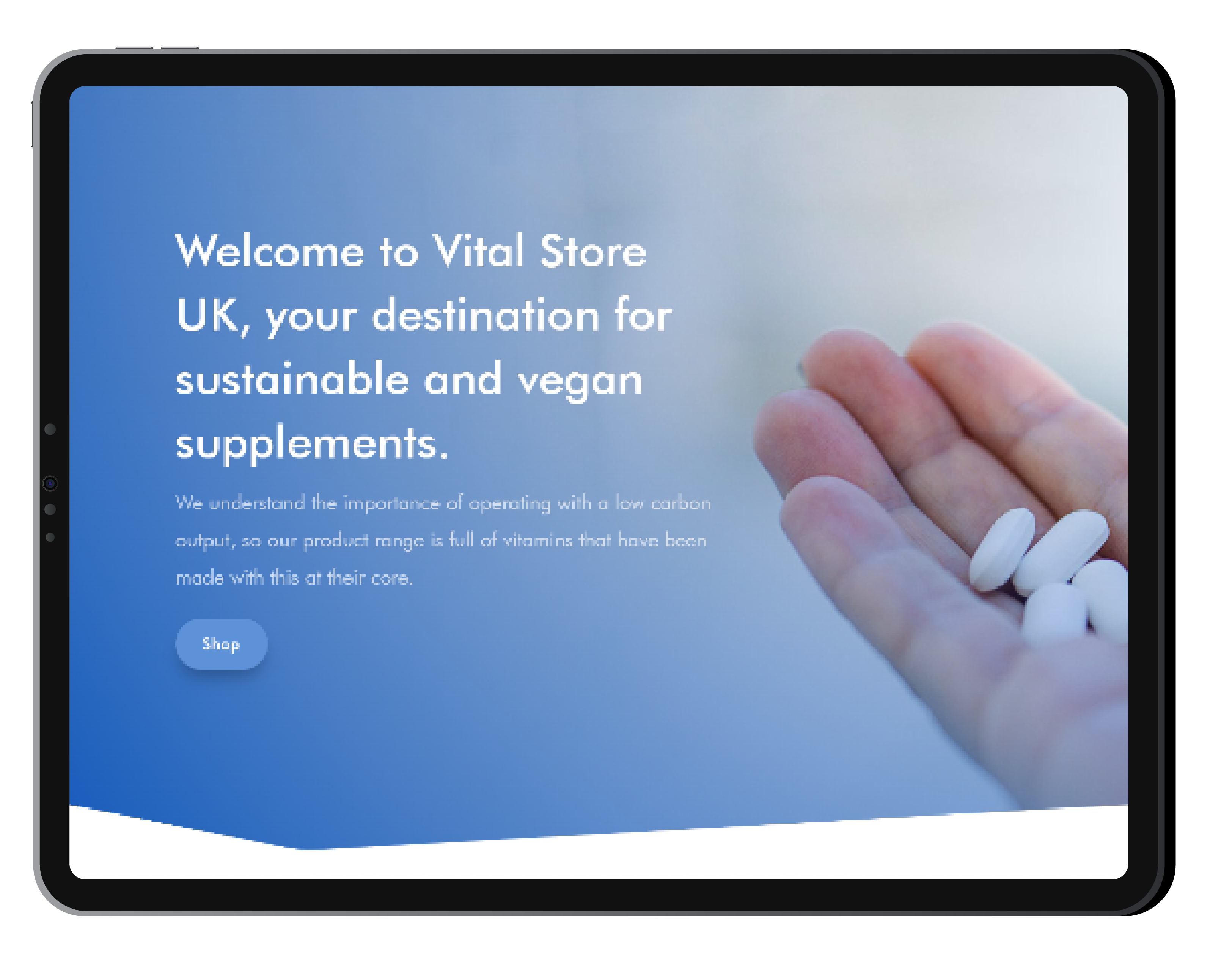 Vital Store UK iPad Website Mockup